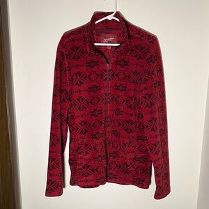 Arizona Jean Company Red Aztec Woman’s Full Zip Light Weight Jacket Size Large